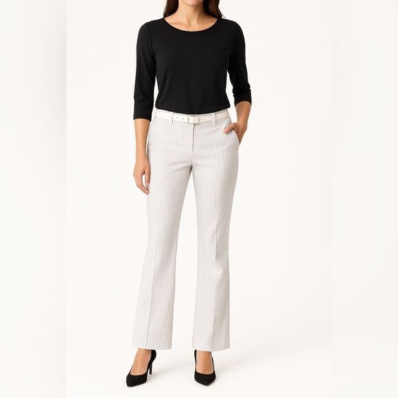 The Limited Cassidy Fit White with grey pinstripe Boot Cut Flare Pants 2 - Picture 1 of 10